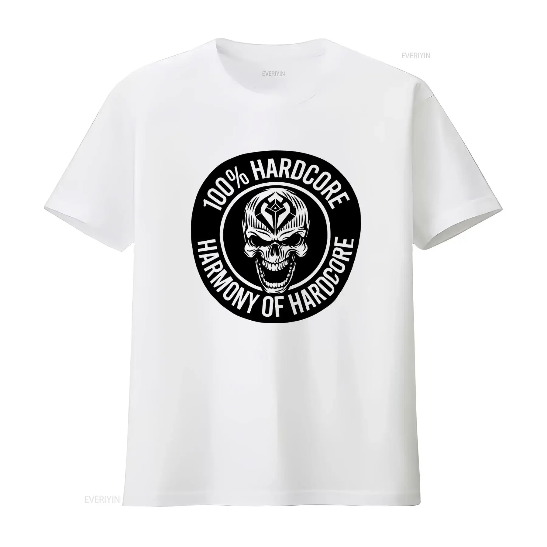100 HARDCORE Harmony of Skull Mens T Shirt White Gabber Style vintage Washed designer clothes Versatile Breathable fashion