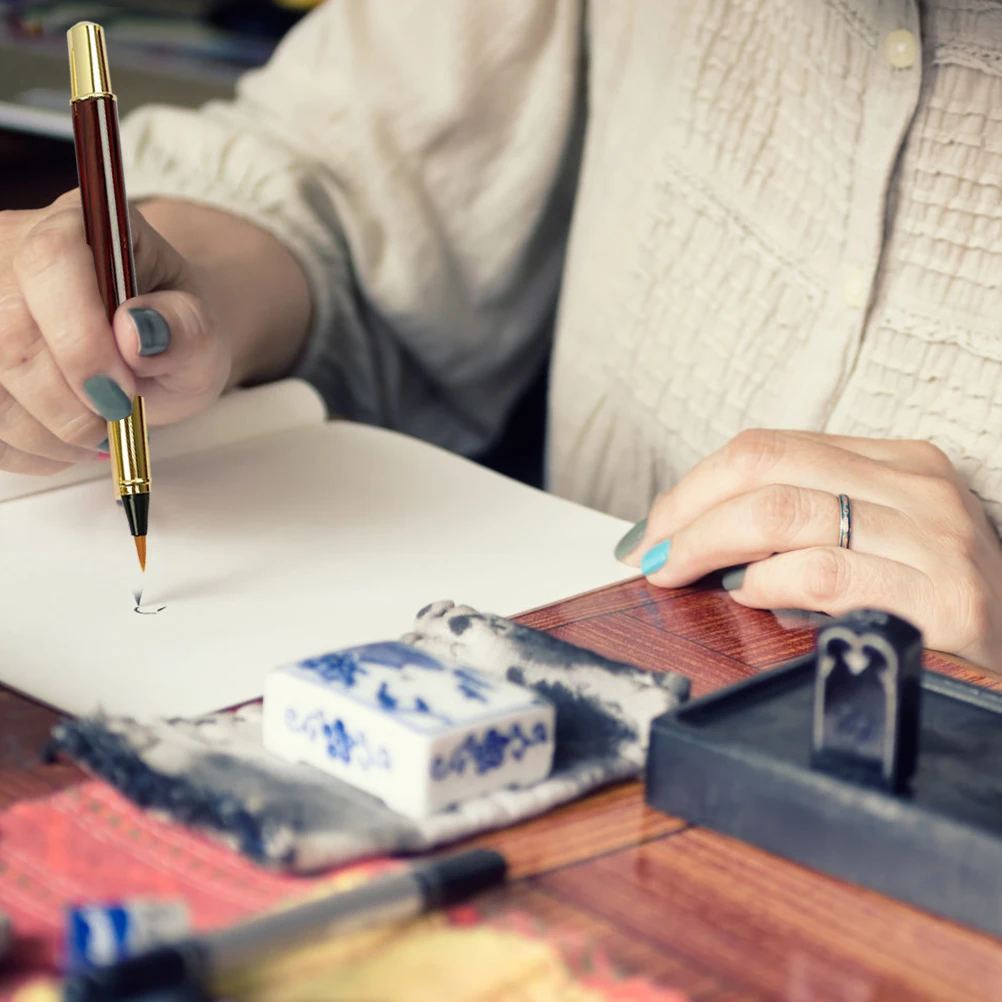 

1Set Calligraphy Brush Pen Set Refillable Fountain Pen Kit Premium Stainless Steel Wolf Hair Perfect for Writing Painting