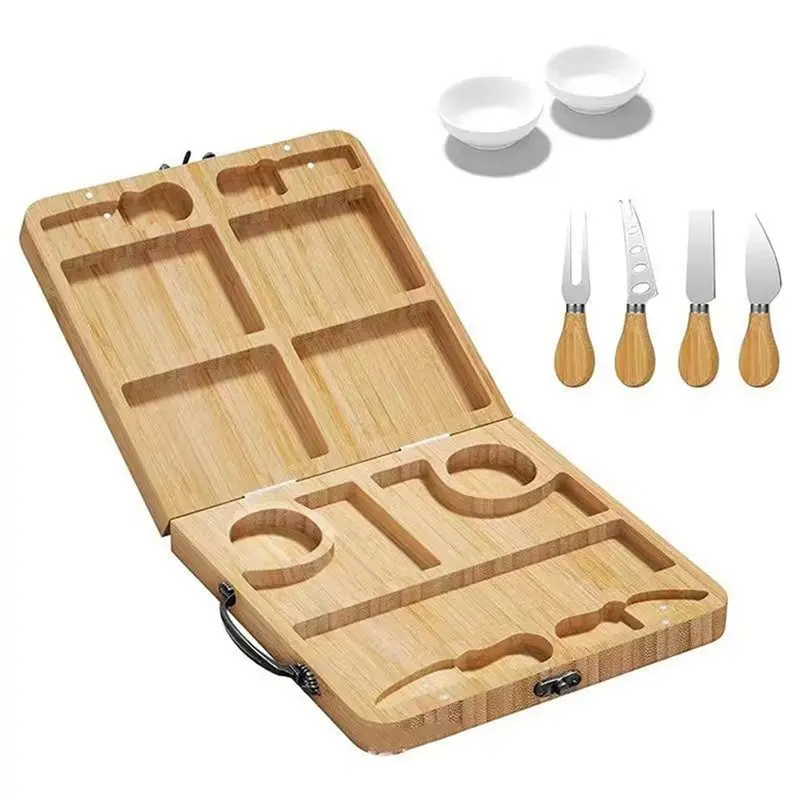 CQMF-Wood Cheese Board, Foldable Fruit Bread Cutting Board, Cooked Cheese Cutting Board, Portable Snack Platter, Butter Board