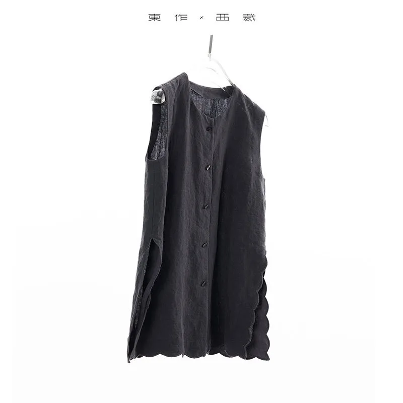 Lace Embroidery~Linen Vest, Sleeveless Tank Top, Slimming Versatile Top, Layering Women's Clothing for Summer