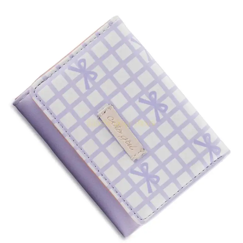 

X90D Stylish Short PU Leather Wallet With Striped Pattern Decorative Bows And Card Holder Contemporary Coin Purse