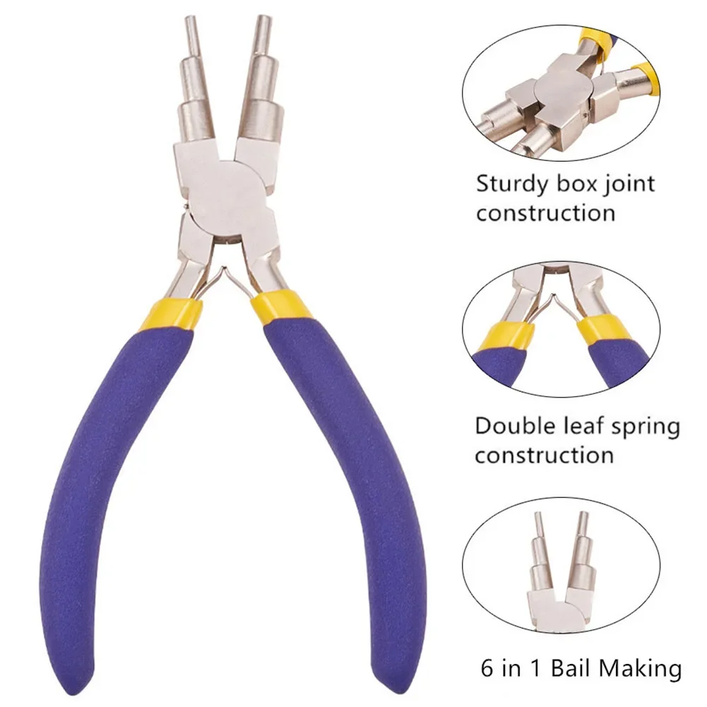 6-in-1 Handheld Forming Rustproof Jump Rings Bail Making Pliers for Portable 3mm To 10mm Carbon Steel Jewelry Tool Wire Looper