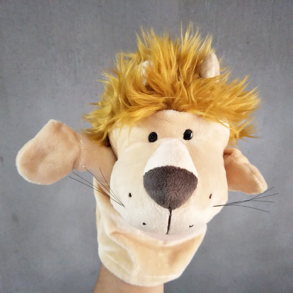 Kinderen open mond leeuw Baby Handpop Knuffel