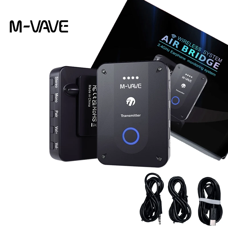 M-VAVE WP-9 Wireless System 2.4GHz Earphone Monitor System Rechargeable Transmitter Receiver Stereo Mono with Mute Function Part