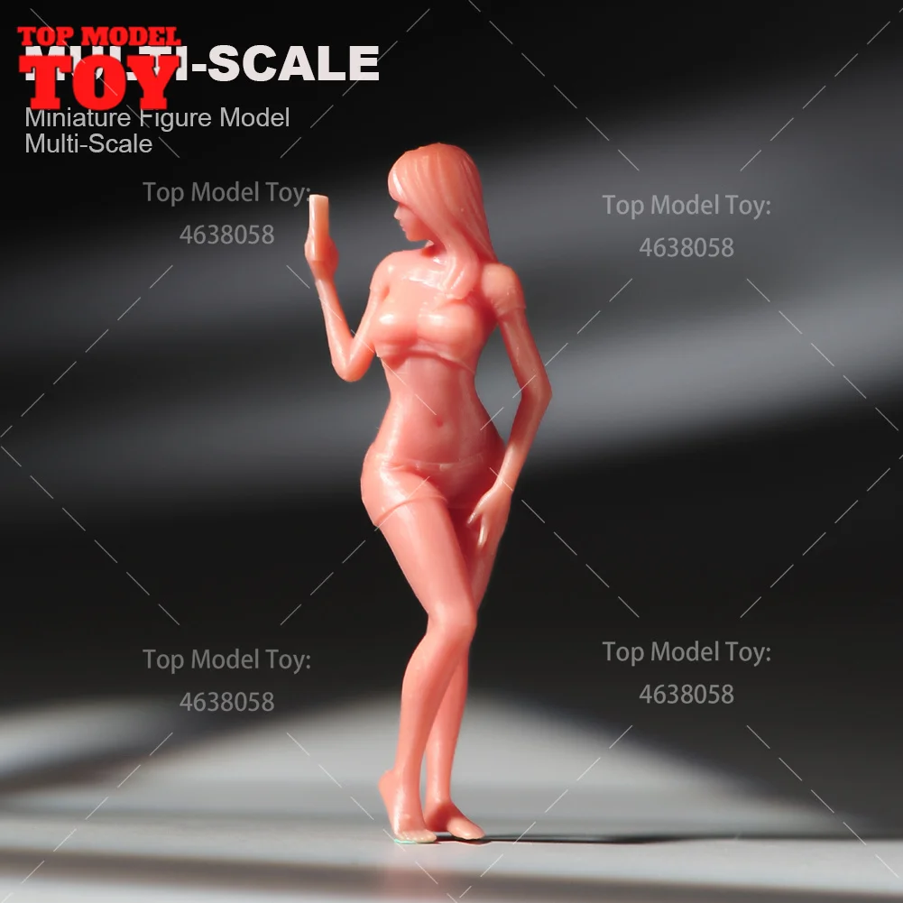 Painted Miniatures 1/64 1/43 1/87 1/24 Sexy Selfie Long Hair Girl Scene Figure Dolls Unpainted Model For Cars Vehicles  Toy