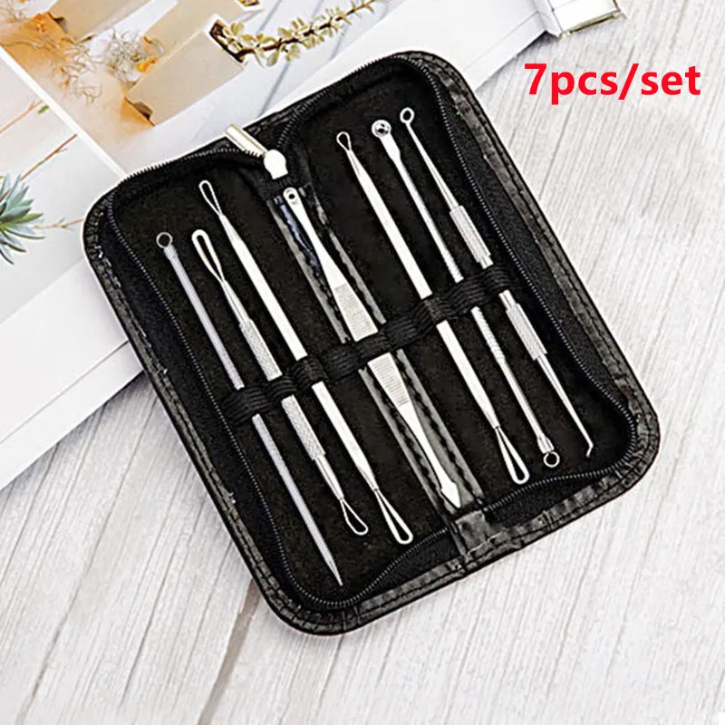 7 pièces/ensemble en acier inoxydable élimination des boutons outils de soins de la peau beauté acné points noirs dissolvant aiguilles pour enlever les points noirs boutons outils