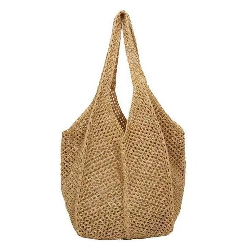 

Fashionable Crochet Mesh Handbag for Women Spacious for Beach Days and Travel
