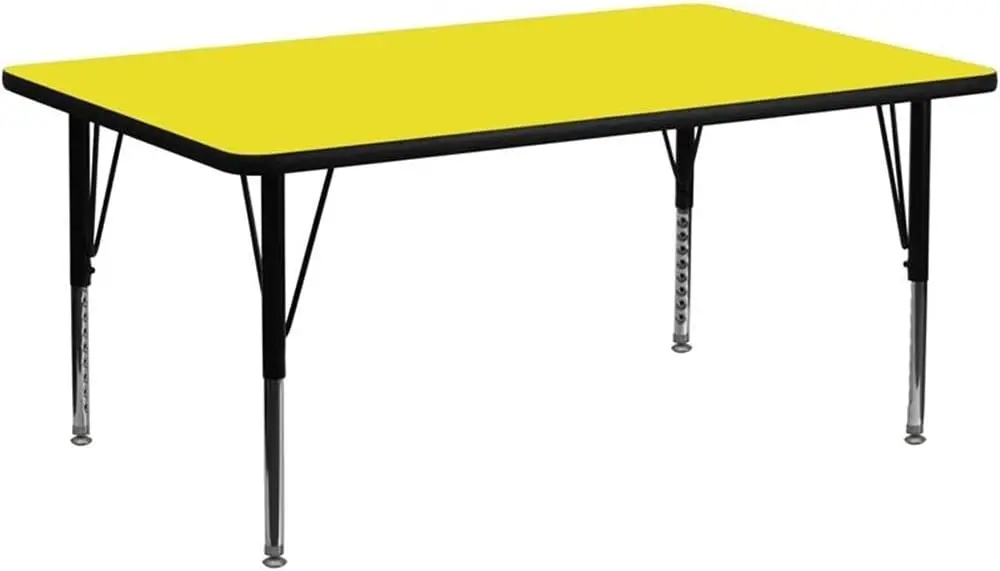 Flash Furniture Wren 30''W x 72''L Rectangular Yellow HP Laminate Activity Table - Height Adjustable Short Legs