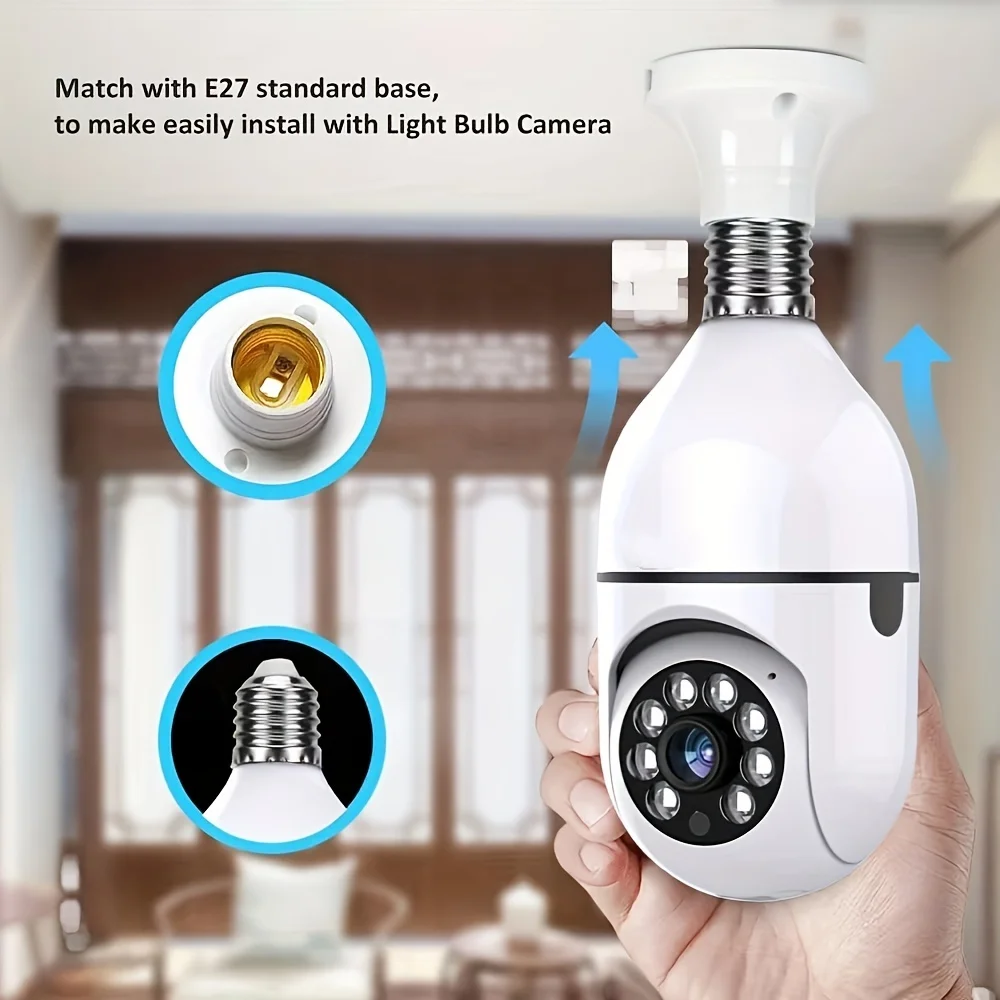 Cámaras de seguridad con bombilla de aplicación Ease Life, cámara WiFi inalámbrica para interiores y exteriores, 2,4 GHz, 360 grados, enchufe de luz E27 con tornillo, 2 uds.