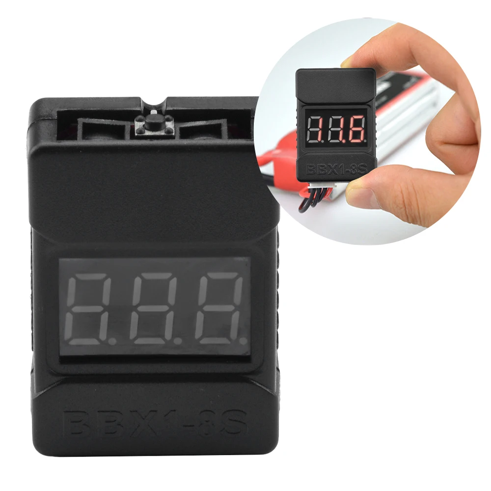 BBX 1S-8S Battery Voltage Meter Tester Lipo Battery Monitor Buzzer Alarm for RC Airplane Helicopter FPV Racing Drone DIY Parts