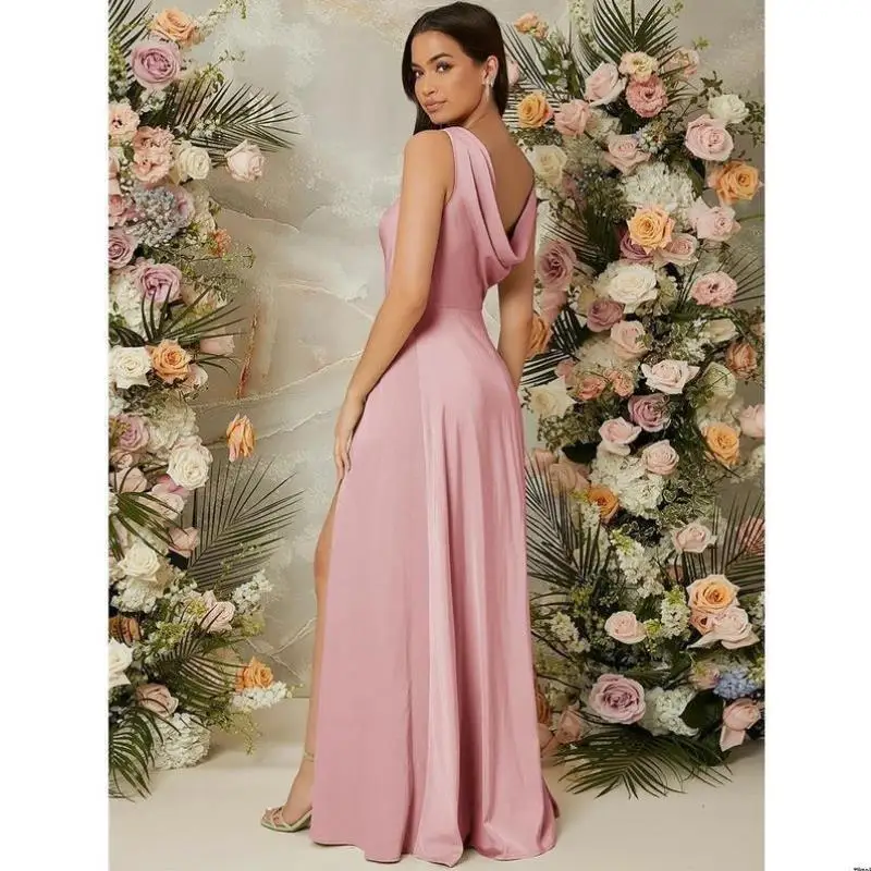 Ele Maidsmaid Cross-Border Wedding Dr Accory Cleanfit H-Sle Tee-Quarter Sve Linen Dr untuk Wanita Paruh Baya