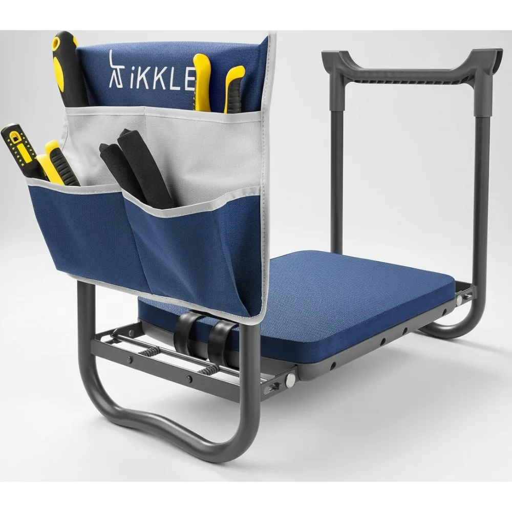 

Folding Garden Kneeler Seat with Thick Pad & Tool Pouch - Ergonomic Gardening Stool for Seniors