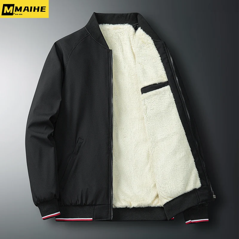 M-10XL Large Size Jacket For Men Autumn And Winter Fleece Warm Flying Cargo Jacket For Men Korean Casual Business Baseball Coat
