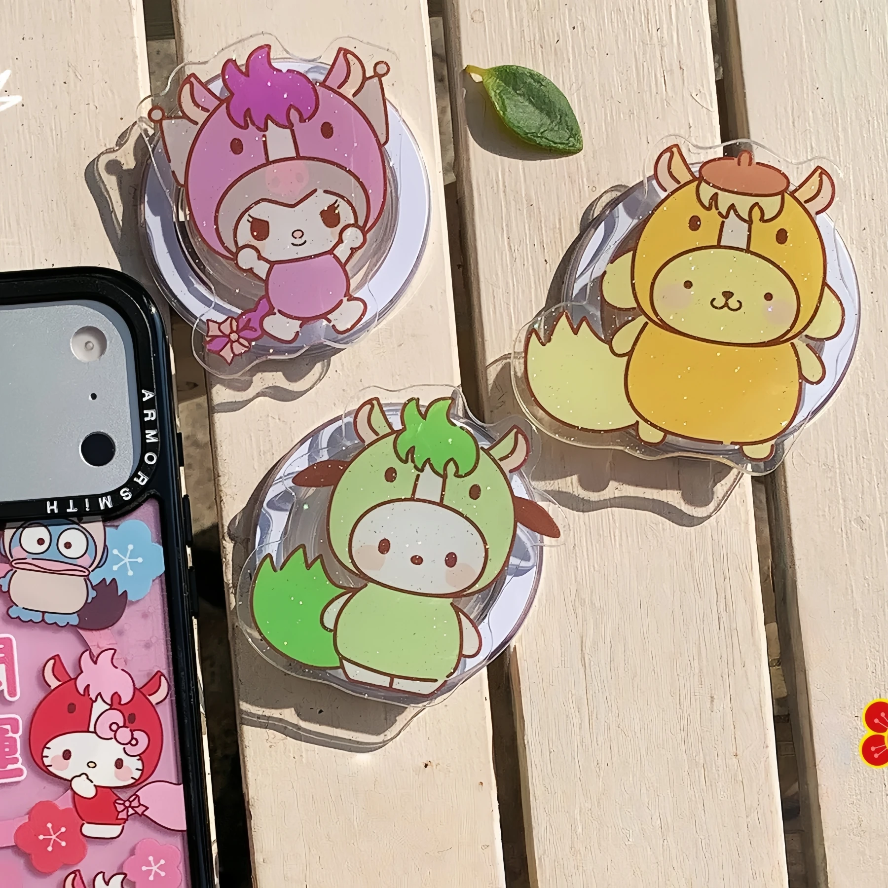 Cute Horse Hoodie With Pochacco&Kuromi&Pompompurin Magnetic Phone Holder For Samsung/IPhone Magnetic Mobile Phone Case Stand