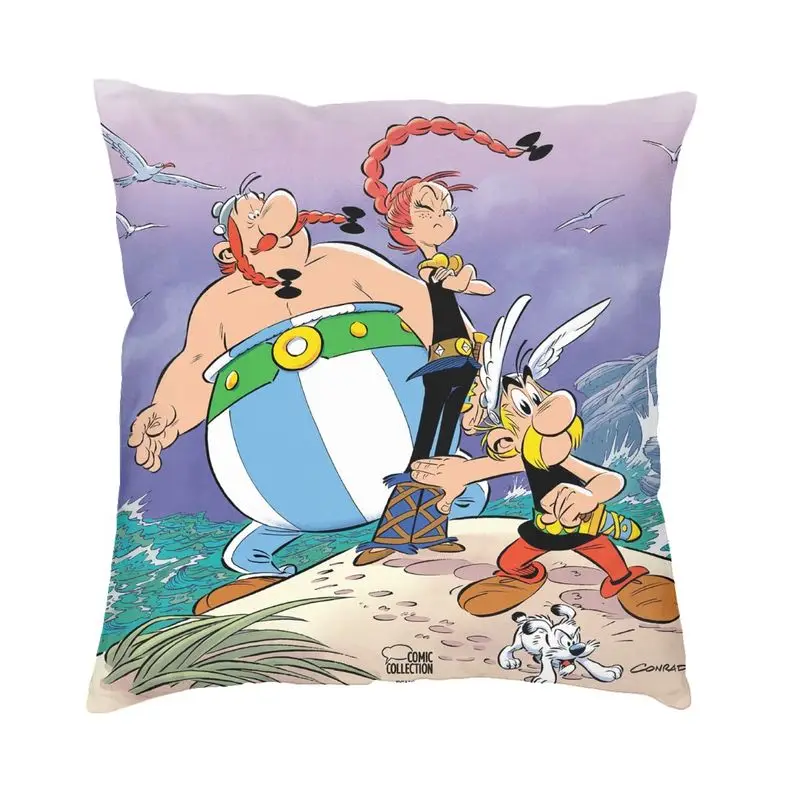 The Adventures Of Asterix Cushion Covers Comic Obelix Dogmatix Pillow Case for Sofa Car Square Pillowcase Living Room Decoration