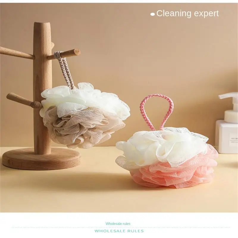 Cotton Rope Bath Ball Plain Rich Bubbles Exfoliating Soft Bathroom Supplies Scrub Towel Back Rub Grid Design Comfortable