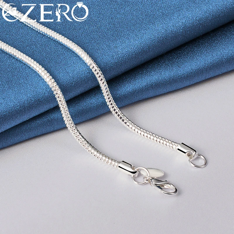 925 Sterling Silver 3mm Snake Chain 16/18/20/24/22/24/26/30 Inches Necklace For Woman Man Wedding Fashion Party Popular Jewelry