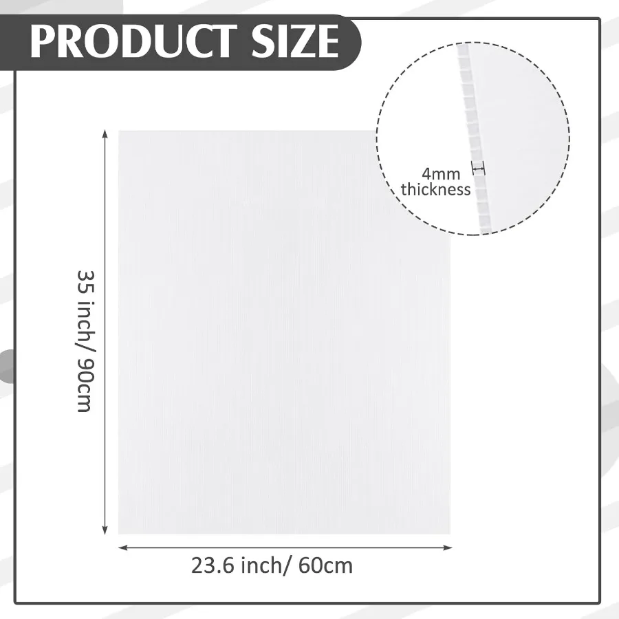 6 pezzi 24 x 36 pollici foglio di plastica ondulata cartello corrugato spessore 4 mm fogli di bordo bianco impermeabili ideali per garage