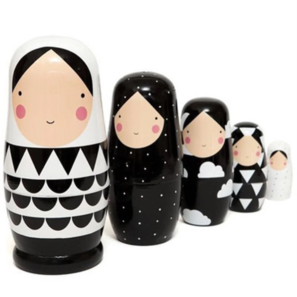 

Matryoshka Christams Pattern Nesting Kids Wooden Face Children Craft Gift Home Decoration Puzzle