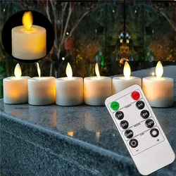 1/2 pcs Remote control LED Electric Candles Battery Operated Flameless Candles Flickering White Light Moving Flame Desk Decor