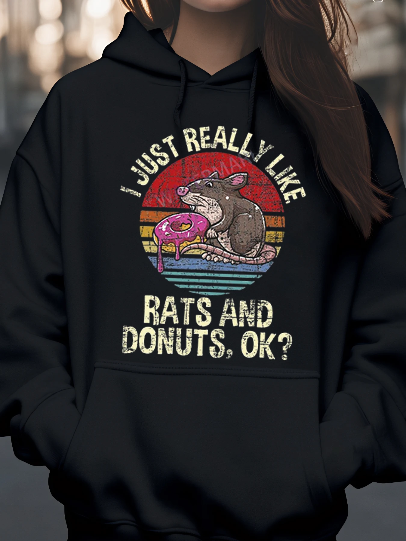 هوديي مطبوع عليه رسومات الفئران والدونات للهالوين ملابس غير رسمية للجنسين ملابس الشارع #1