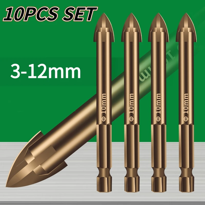 10PCS 3-12mm Efficient Drill Bits Drilling Tool  For Glass C