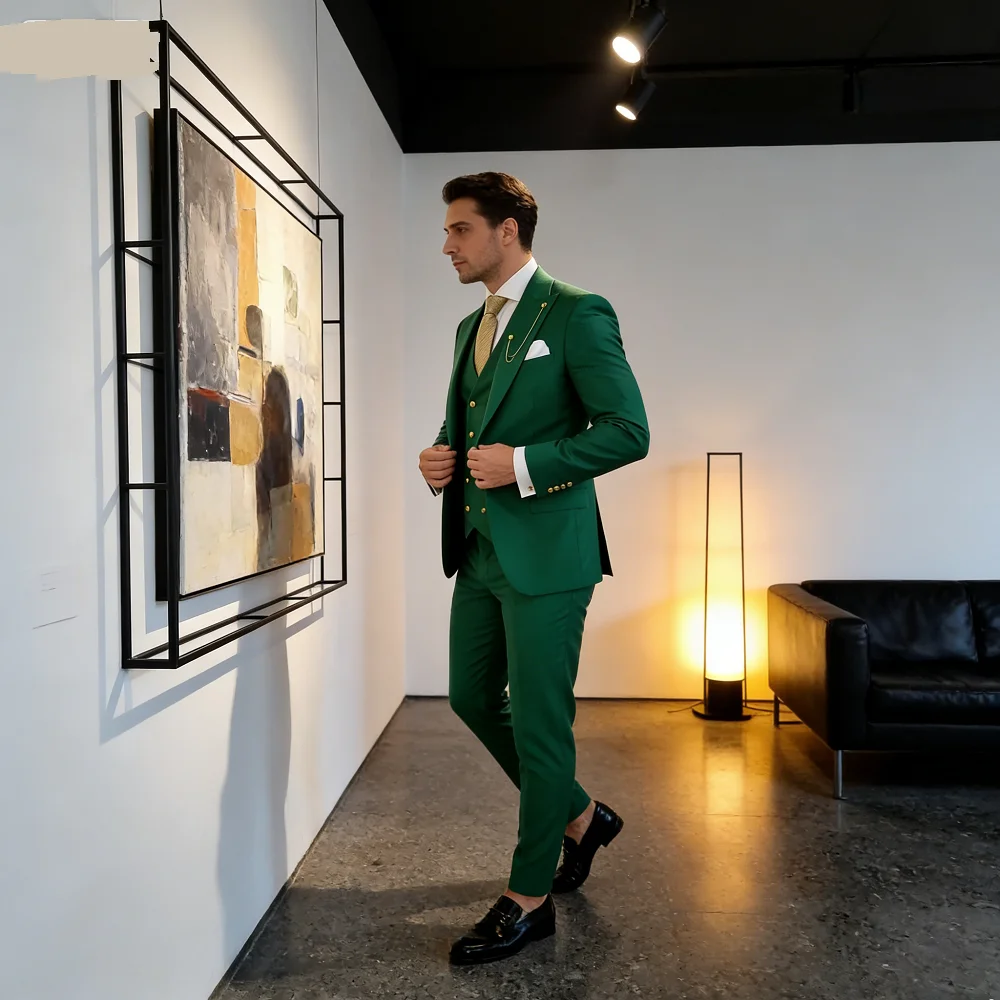 

Lindo Purple Men's Tuxedo Unique Single Breasted Lapel Repeated Fine Fitted Plan Length Regular 3-Piece Jacket Pants Vest Set