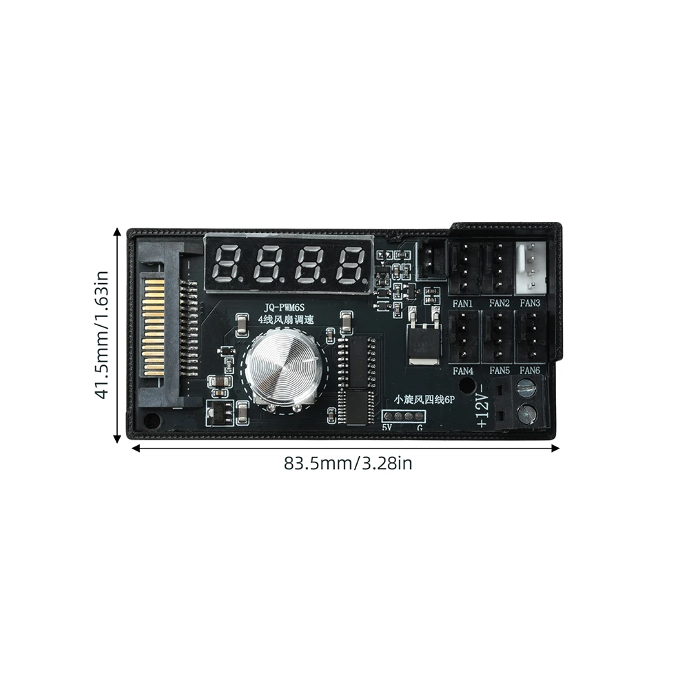 6-Kanal-PWM-Lüftersteuerung 12V 5A mit Digitalanzeige für PC-Kühlung, temperaturgesteuertes Kühlsystem mit SATA-Stromversorgung – Detail 6