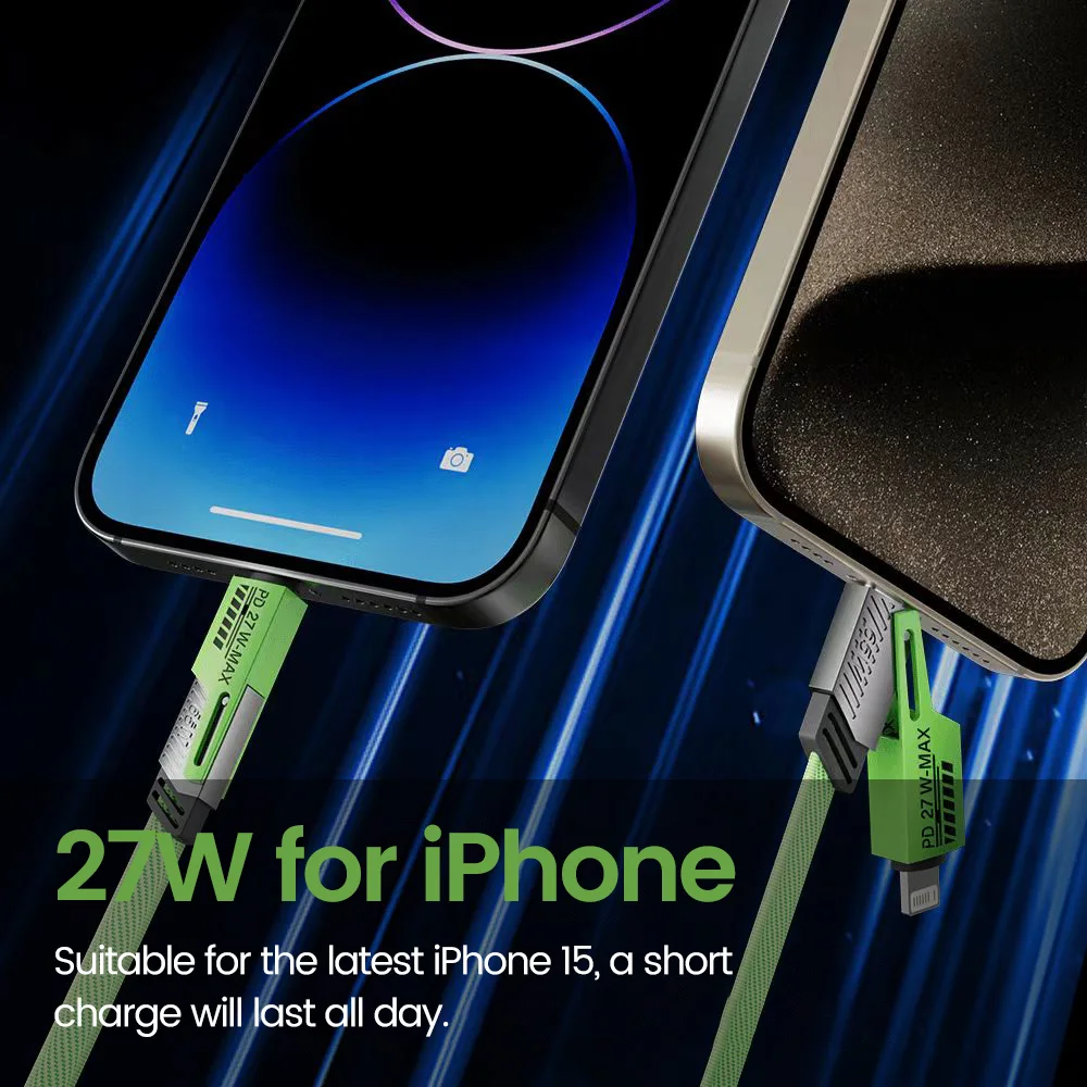 PD 65W/27W 4 in 1 Mecha Fast Charging Data Cable Cord For iPhone 15 Samsung Xiaomi USB Type C Multi Port Quick Charge Wire Line