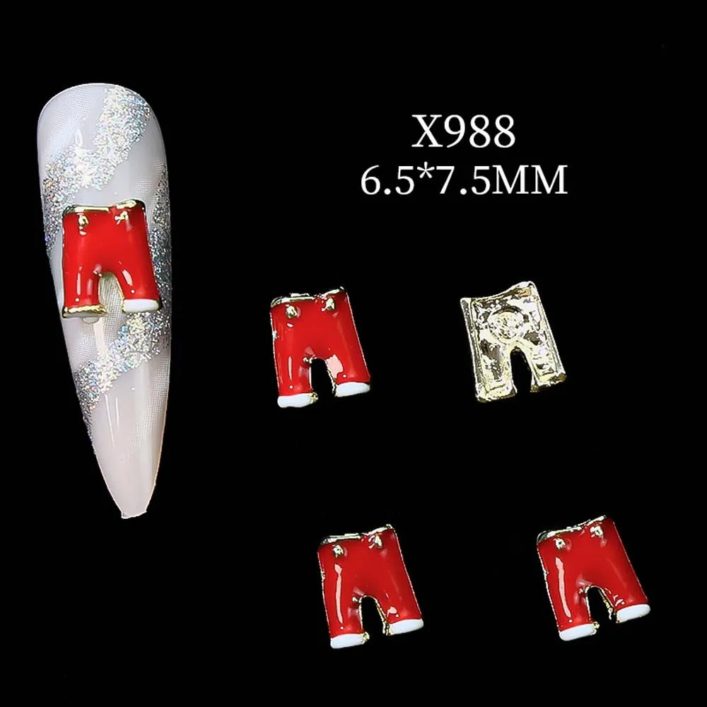 5Pcs/set Nail Art Charms Christmas Nail Decorations Manicure Ornaments Santa Claus Christmas Nail Accessories Alloy