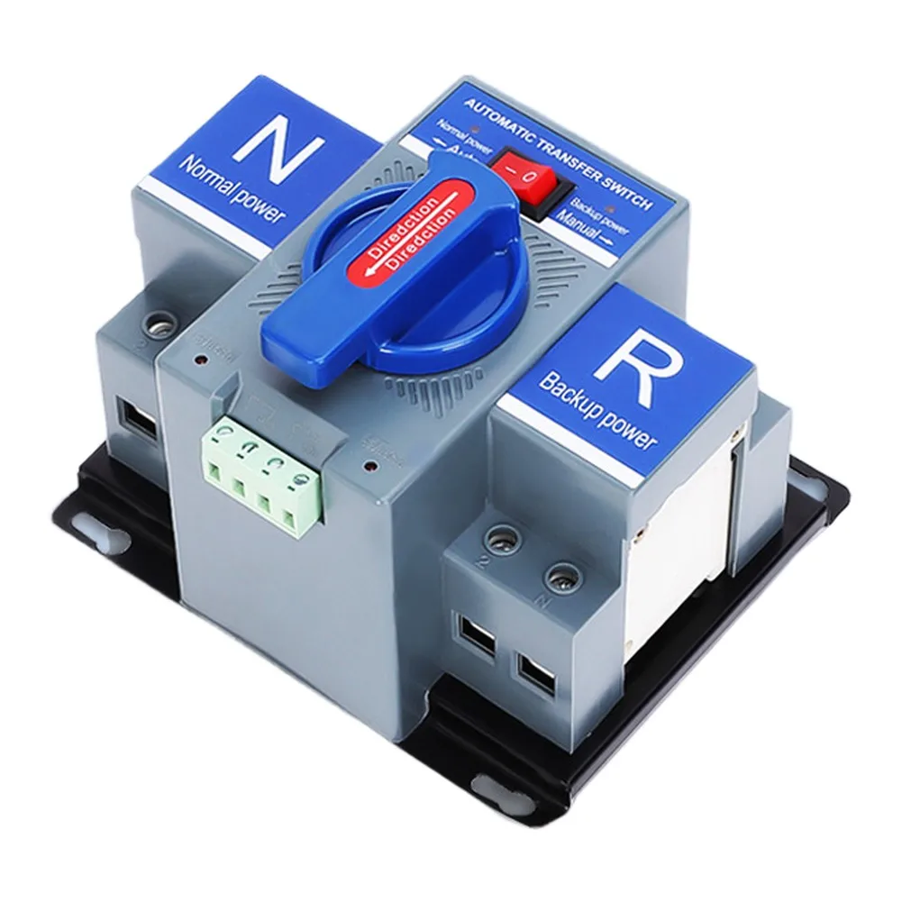 2P 220V 32A-63A Dual Power Automatic Transfer Switch Manual Auto 50/60Hz Backup Power Changeover Switch Tool