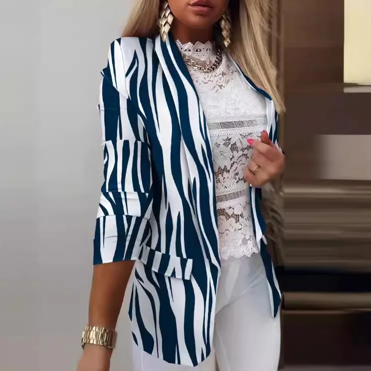 Spring New Women's Blazers Long Sleeve Tie-dye Fashion Top Printed Office Commuter Slim Street Coats Casual Jacket