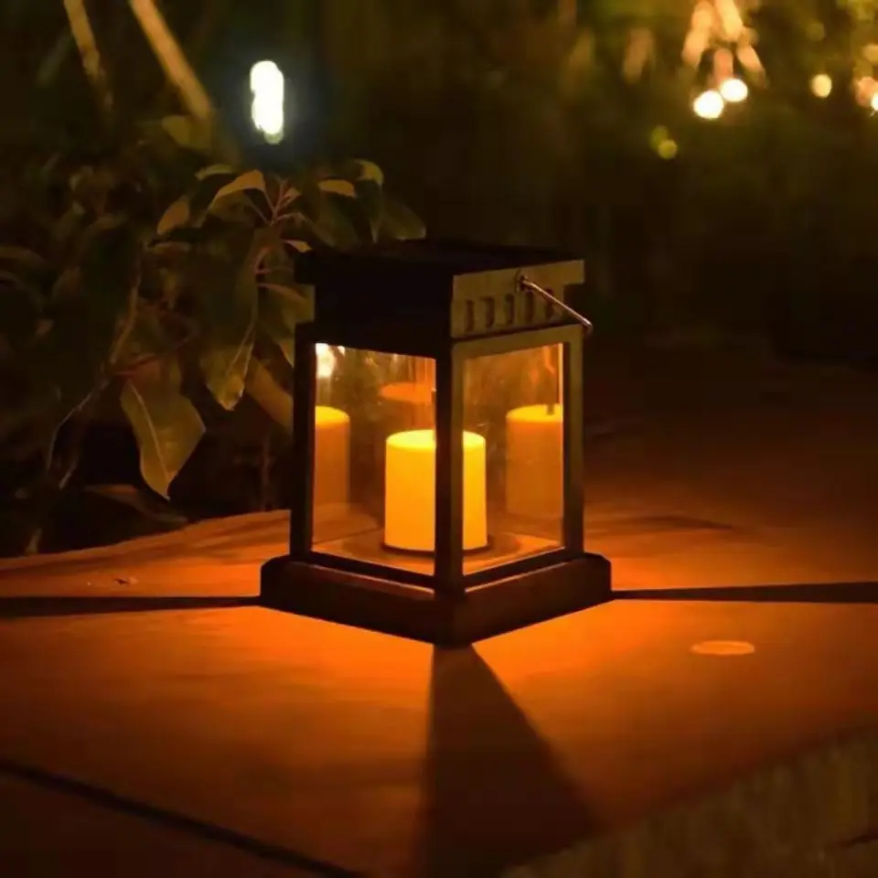 Pequena Lâmpada de Vela Solar para Jardim, Luzes de suspensão, Pequeno, Impermeável, Varanda, Perfurado, Varanda, Ao ar livre