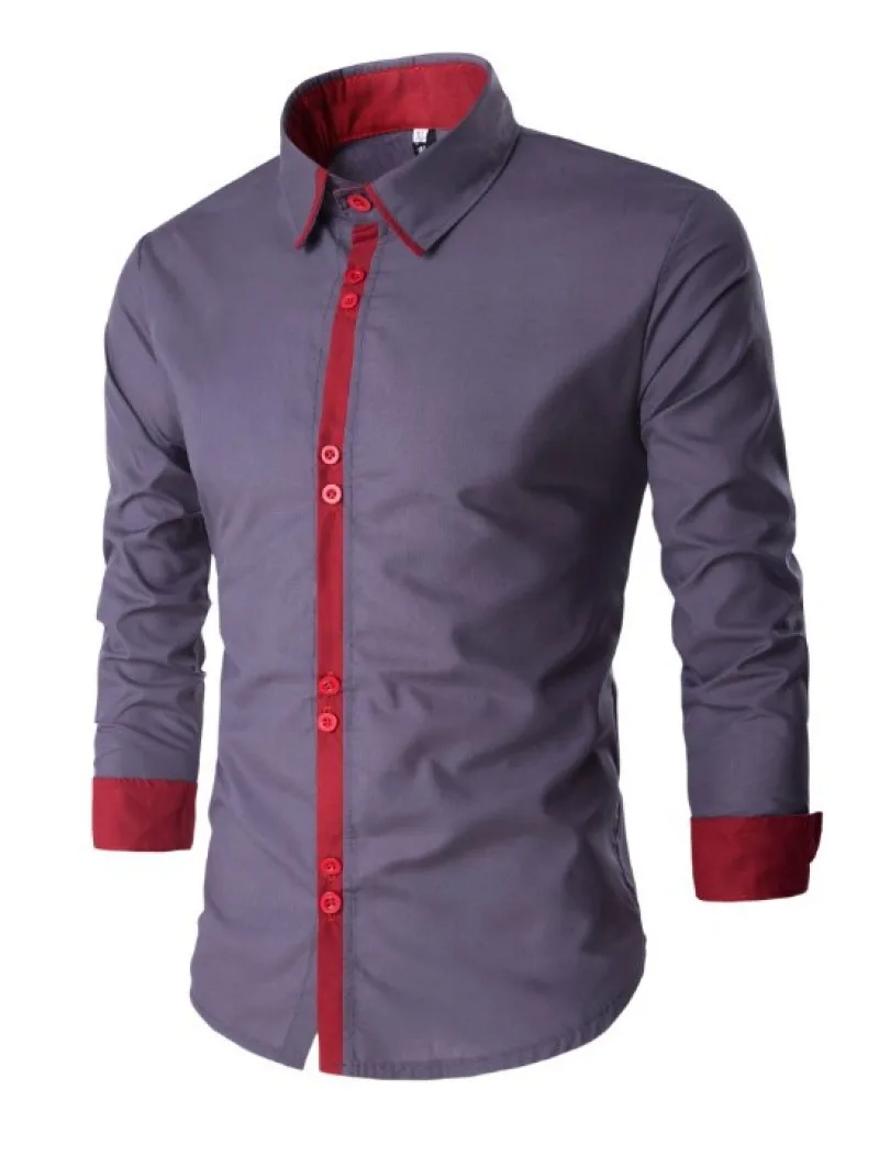 Camisa casual de manga comprida masculina, design combinando cores, simples moda, comércio exterior, novo, 2023