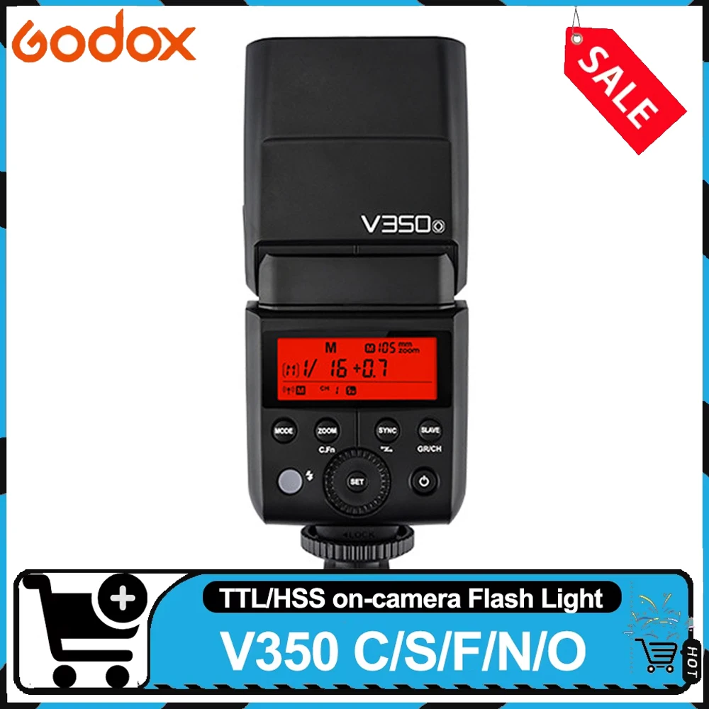 

Godox V350-S/C/N/O/F TTL Mini Flash 0.1-1.7S Recycling Time Camera Speedlite Flash