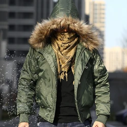 Winter Tactical Jacket Men's Warm Fur Collar Hooded Cotton Padded Clothes Coat Outdoor Windproof Thermal Bomber Military Jacket