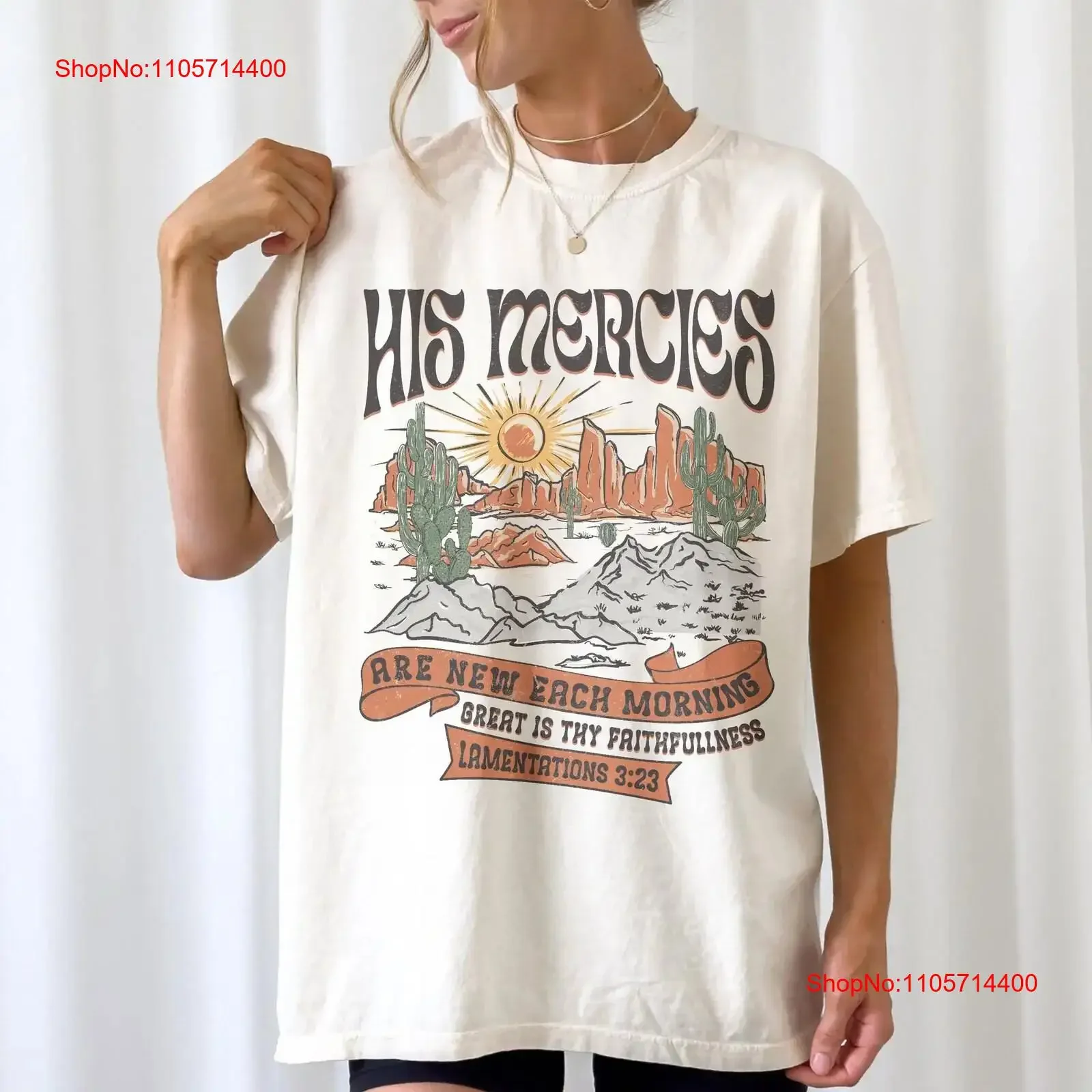 His Mercies Are New Christian T Shirt Boho Desert Apparel Jesus Love Like Women vintage Washed Soft Breathable graphic Slightly