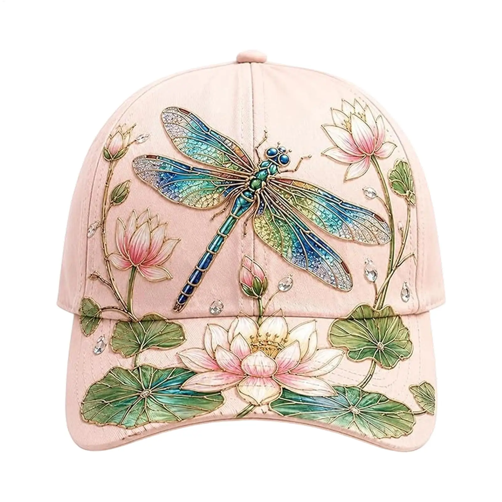 Breathable Garden Morning Cap Adjustable Animal Pattern Sports Sun Hat Soft Cotton Hummingbird Flowers Baseball Cap Outdoor