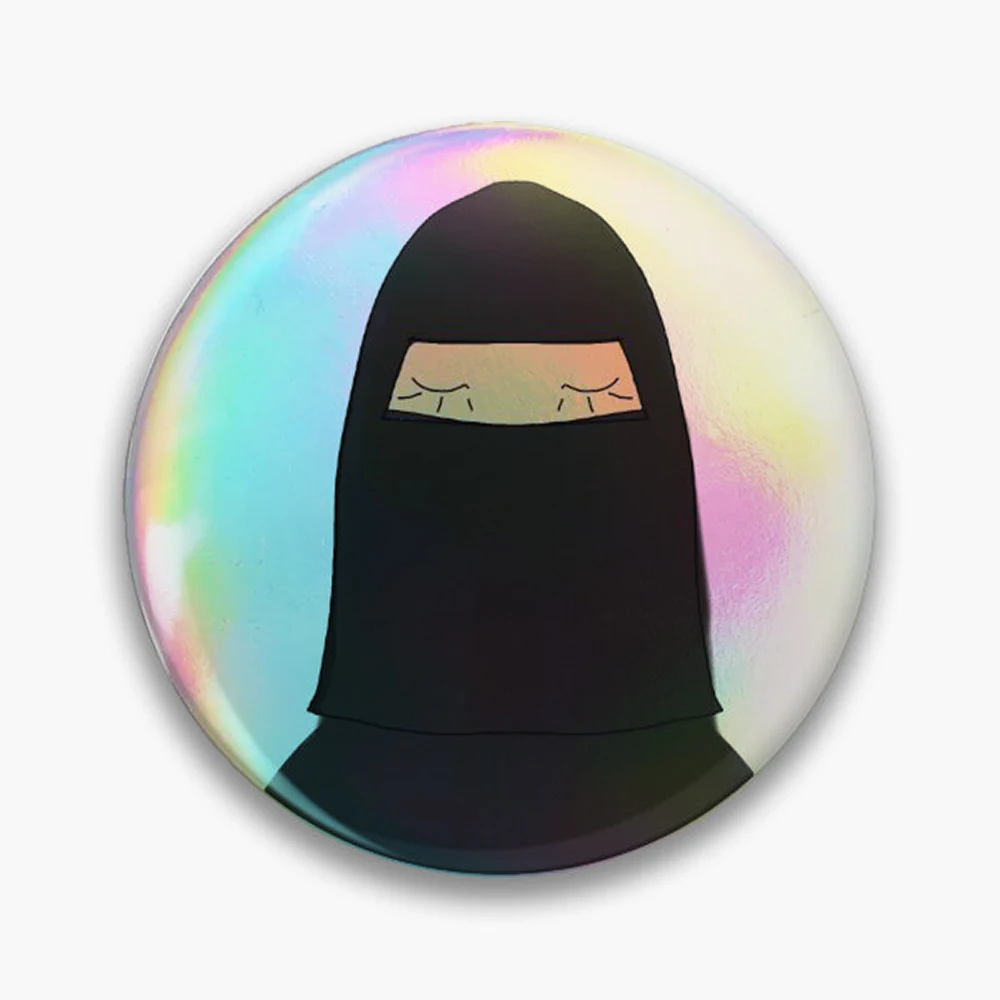 Niqabi Women Pin Holographic Star Heart Pin Brooches Laminated Button Fashion Accessory