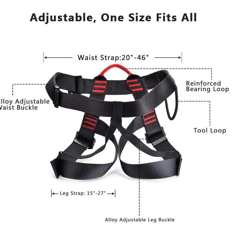 Fall Safety Belt for Outdoor Mountain Climbing Working Aloft Climbing Rock Harness Adjustable Half Body Protection Harness