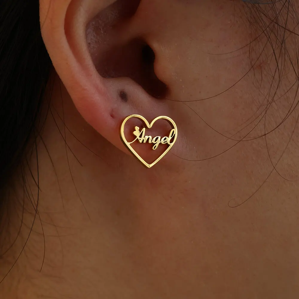 

Custom Name Heart Earrings for Women Personized Stainless Steel Earrings 2024 Trend Customized Namelete Jewelry aretes mujer