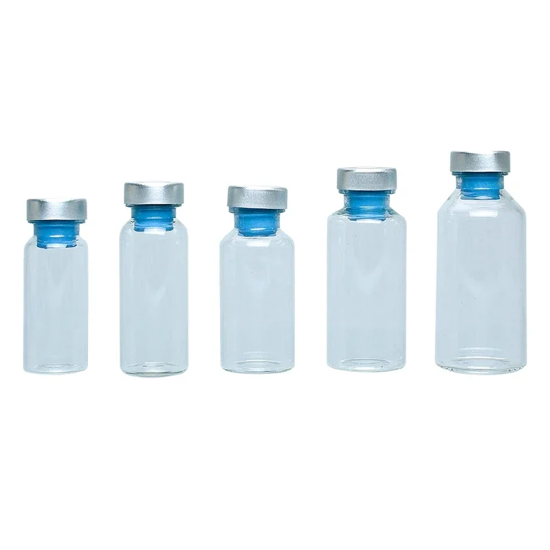 10PCS 12ML/15ML/20ML/25ML/30ML Transparent Anaerobic Bottles High Borosilicate Glass Bottles With Aluminum Plastic Cap Labware