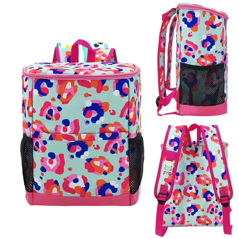 Large Capacity Insulated Cooler Backpacks Women Fashion Colorblock Print Insulated Backpack Men Picnic Waterproof Thermal Bag