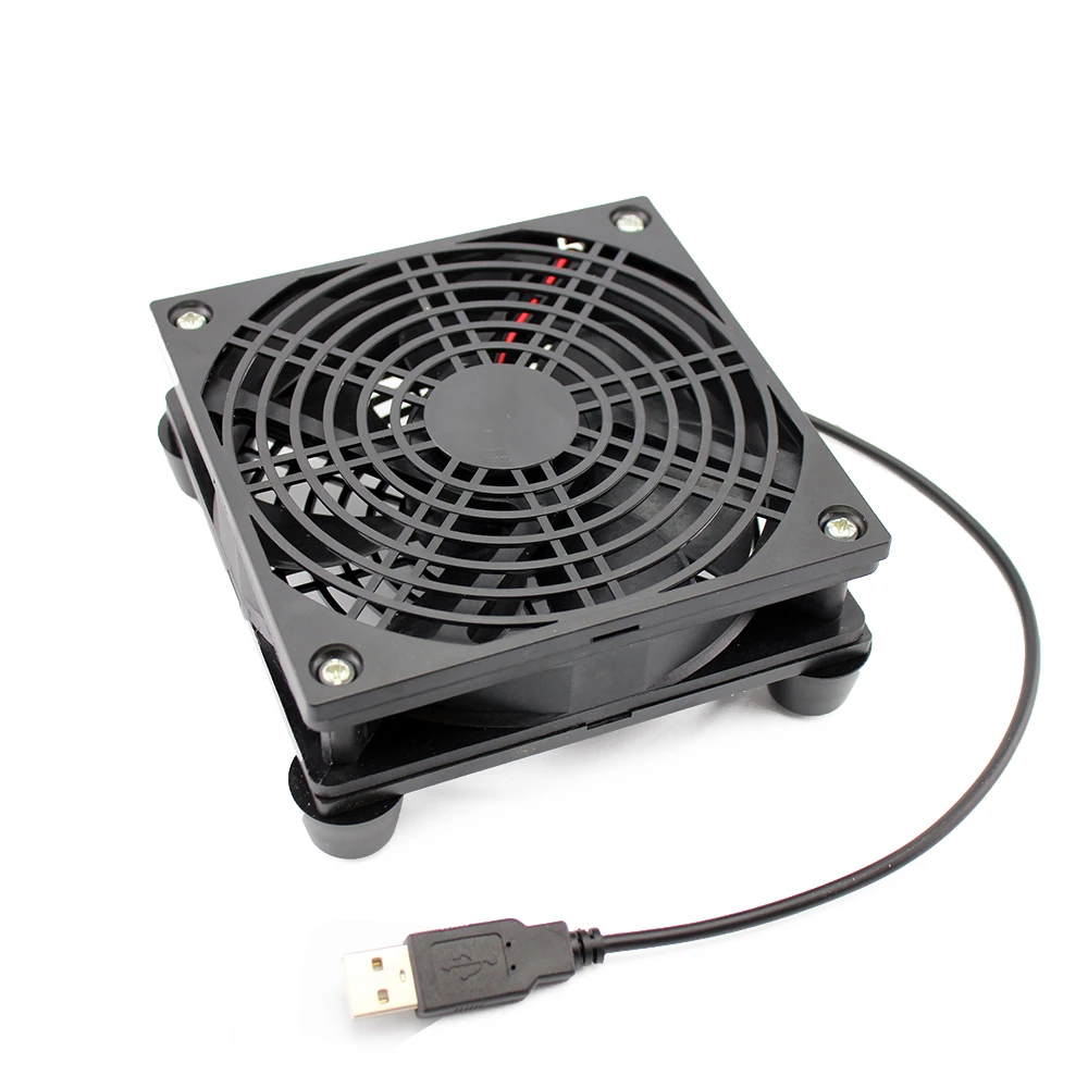 DC5V USB Connector Quiet Cooling Fan Portable Router Cooling Fan with Protective Net for DIY Cooling Router Game TV Box Power