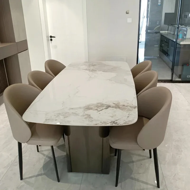 

Прямоугольный итальянский обеденный стол, яркий роскошный комбинированный белый обеденный стол, семейный стул, мебель для дома Mesas De Jantar