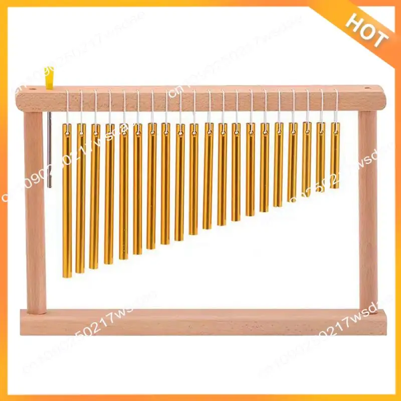 

X08A Sound 20-Tone Wind Chimes Standing Wooden Frame With Stick, Percussion Instrument Decoration For Garden B