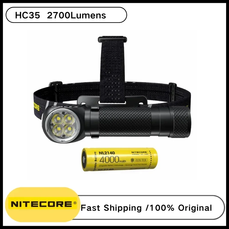 Original NITECORE HC35 Headlamp 2700 lumen USB Rechargeable With 4000mAh Battery L-shaped HeadLight For Outdoor Lighting