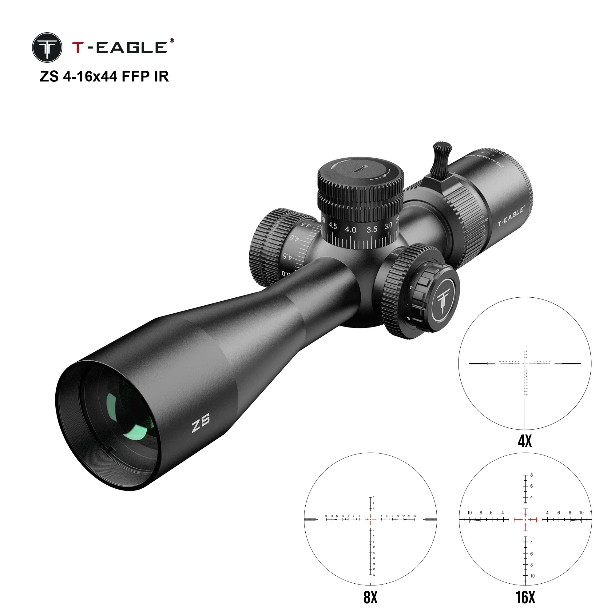 T-EAGLE ZS 4-16x44 FFP Tactical  Riflescope For Hunting 1/10 MIL PCP Rifle Scope With Zero Stop Airgun Sight Lunettes Fit .308