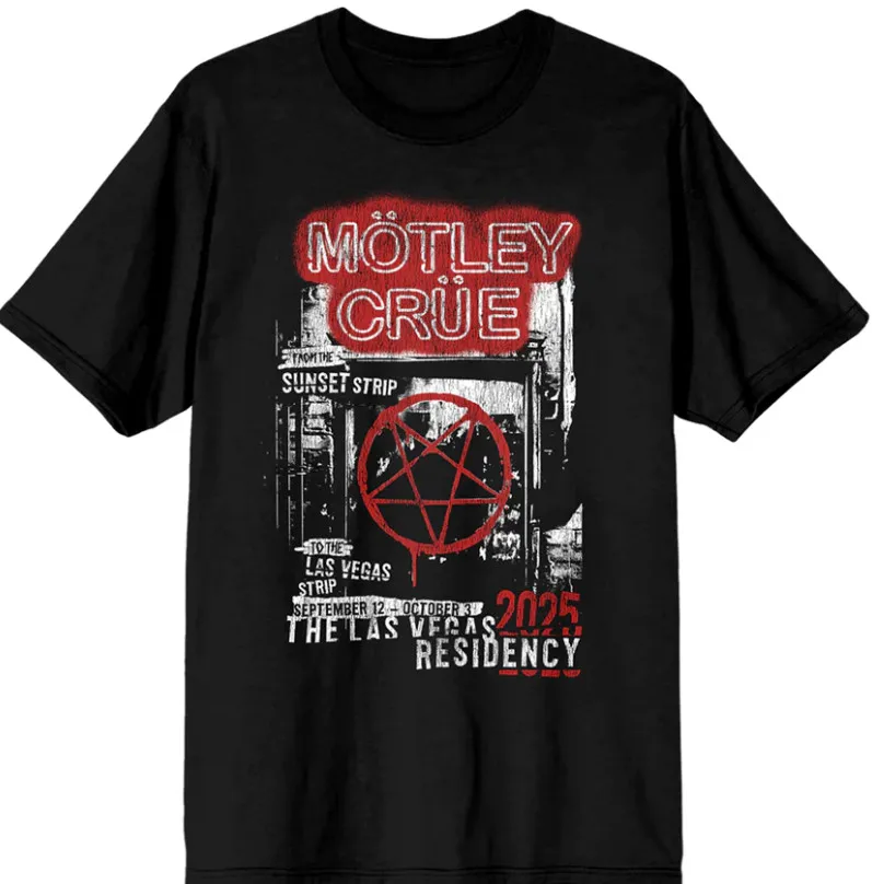 2026 تيشيرتات Motley Crue The Las Vegas Recency المُعاد طباعتها أنيقة وغير رسمية بأكمام قصيرة لكل من الرجال والنساء #1