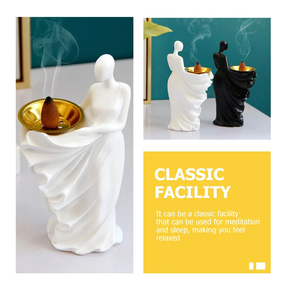 

Abstract Modern Resin Incense Burner Small Aroma Stove for Home Bedroom Meditation Decorative Holder Table Censer